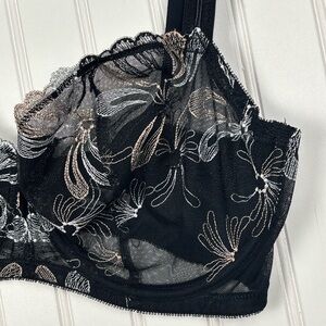 Paramour Women’s Sheer Floral Lace Black White Unlined Underwire Bra Size 36DDD
